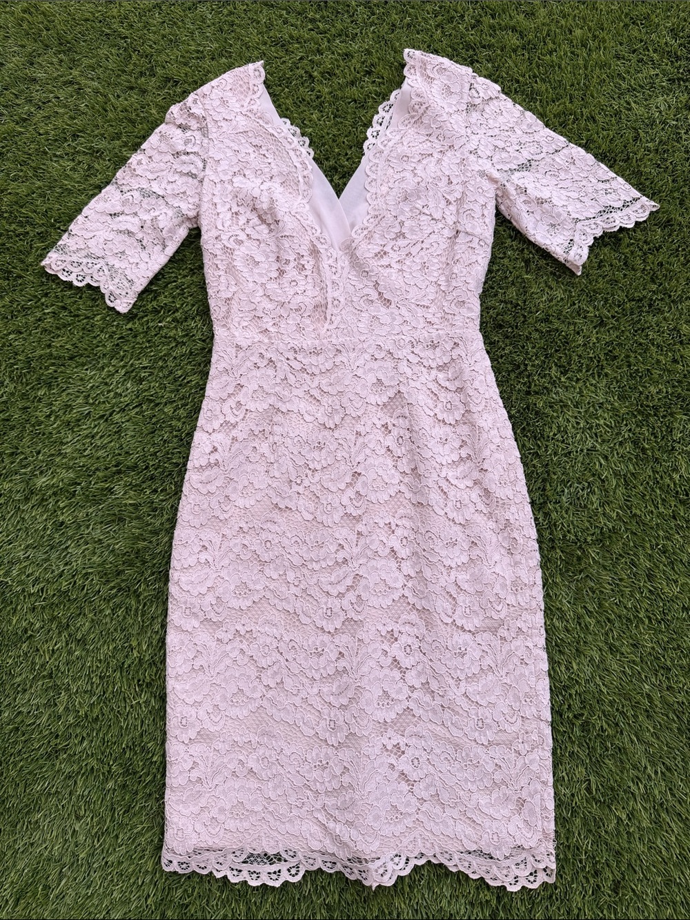 Reiss Blush Lace Midi Dress
